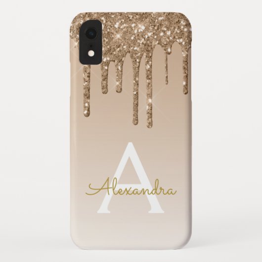 Coques Case-Mate iPhone Boule d'or | Monogramme de Parties scintillant éti (Dos)