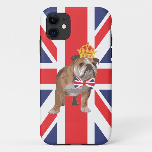 Coques Case-Mate iPhone Bouledogue anglais avec la couronne et la cravate (Dos)