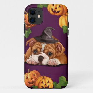 Coque iPhone 11 Bouledogue de l'anglais de Halloween