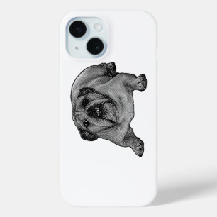 Coque Pour iPhone 15 Bouledogue de poche, cool à points d'encre