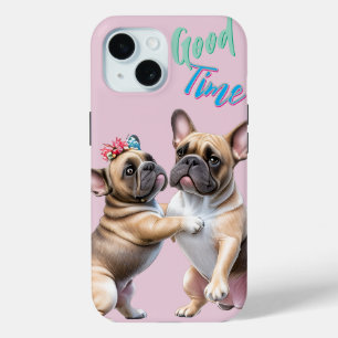 Coque Pour iPhone 15 Bouledogue français amoureux Saint-Valentin
