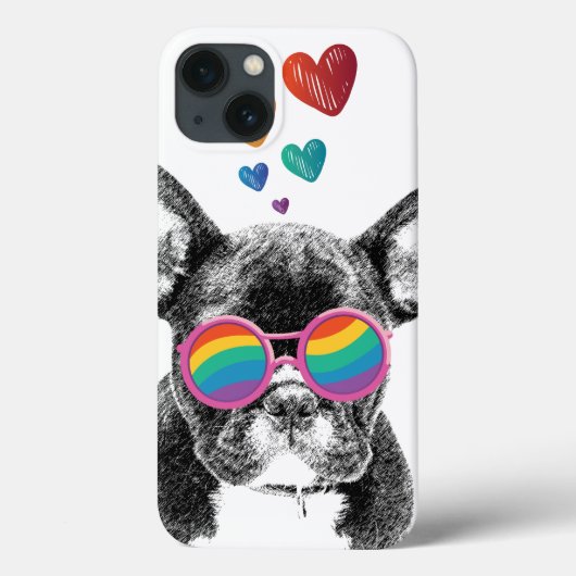 Coques Case-Mate iPhone Bouledogue français avec coeurs Saint-Valentin (Verso)