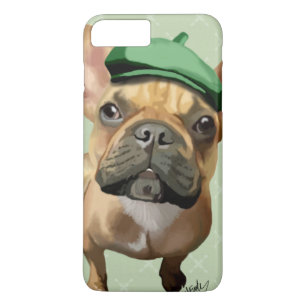 Coque iPhone 7 Plus Bouledogue français Brown avec le casquette vert