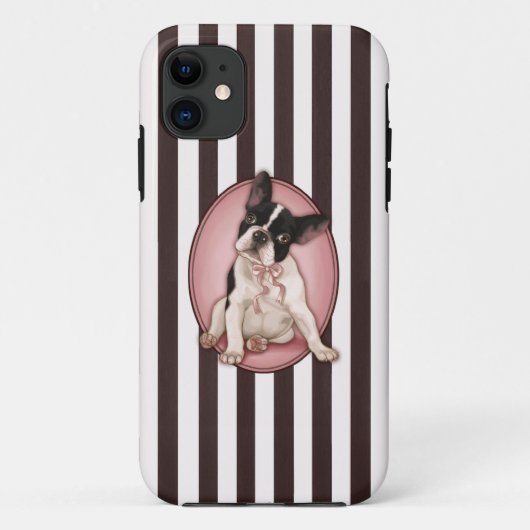 Coques Case-Mate iPhone Bouledogue français chic et rayures classiques (Dos)