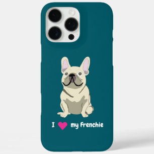 Coques iPhone 16 Pro Max Bouledogue Français Crème, J'aime mon Chien