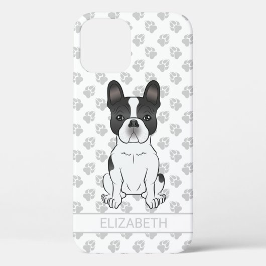 Coques Case-Mate iPhone Bouledogue français piebalde noir / Chien et nom d (Verso)