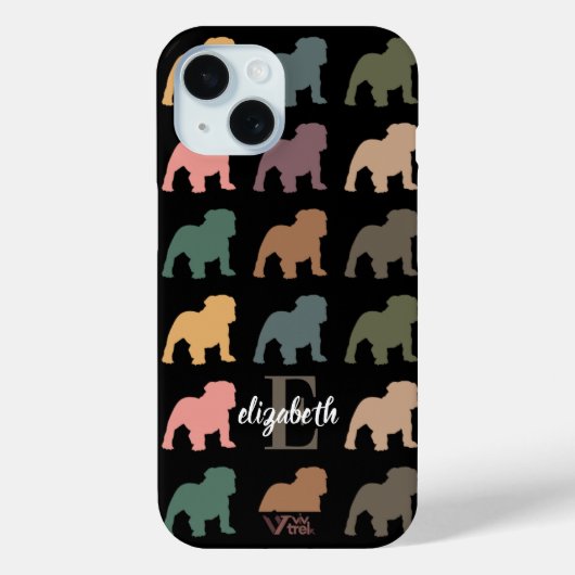 Coques Case-Mate iPhone Bouledogue personnalisé Floral Nom Initial Boho Am (Verso)