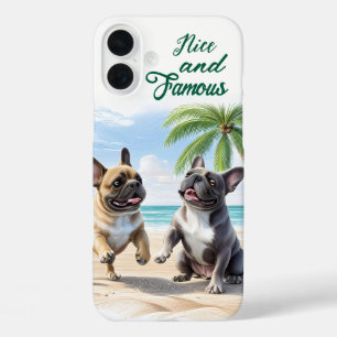 Coques iPhone 16 Plus Bouledogues français à la plage en vacances