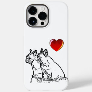 Coque Pour Pour iPhone 14 Pro Max Bouledogues français avec cœur French Bulldog