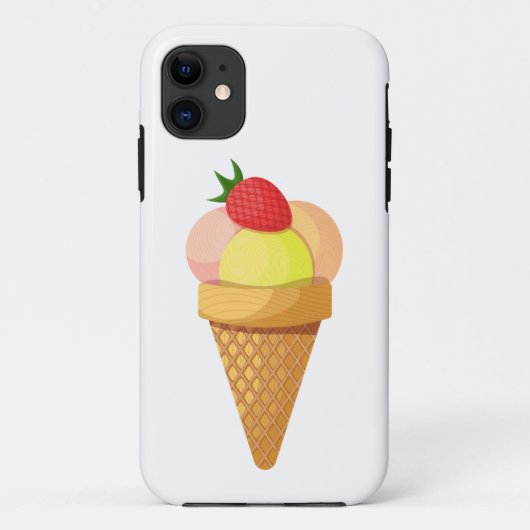 Coques Case-Mate iPhone Boules de crème glacée et fraise en cône gaufre (Dos)