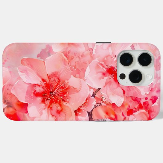 Coques Case-Mate iPhone Boules de fleurs de cerisier d'aquarelle (Verso (horizontal))