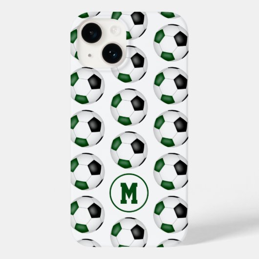 Coques Case-Mate iPhone boules de football noir vert motif monogrammé (Verso)