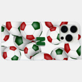 Coques Case-Mate iPhone boules de football rouge vert monogrammed (Verso (horizontal))