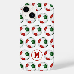 Coque Pour iPhone 14 boules de football vert rouge motif monogrammed
