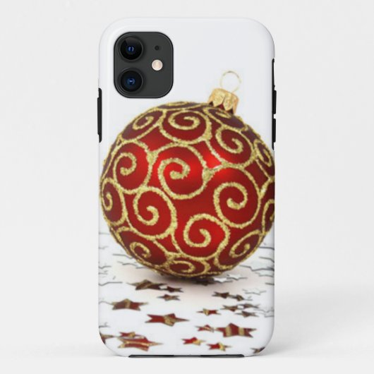 Coques Case-Mate iPhone Boules de Noël rouges décoratives (Dos)