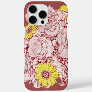 iPhone 16 Pro Max Case Bouquet aux bords en terre cuite