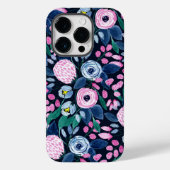 Coques Case-Mate iPhone Bouquet d'aquarelle bleu marine rose Motif C (Verso)