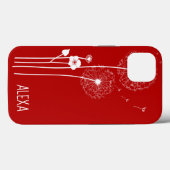 Coques Case-Mate iPhone Bouquet de Dandelion blanc en rouge (Verso (horizontal))