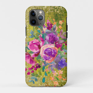 Case-Mate iPhone Case Bouquet de fleurs à l'aquarelle sur fond vert rust
