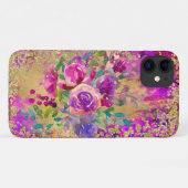 Coques Case-Mate iPhone Bouquet de fleurs d'aquarelle sur framboise rose (Dos (Horizontal))