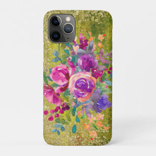 Case-Mate iPhone Case Bouquet de fleurs d'aquarelle sur vert rustique