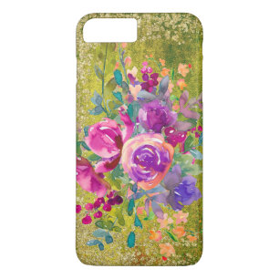 Case-Mate iPhone Case Bouquet de fleurs d'aquarelle sur vert rustique
