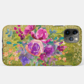 Coques Case-Mate iPhone Bouquet de fleurs d'aquarelle sur vert rustique (Dos (Horizontal))