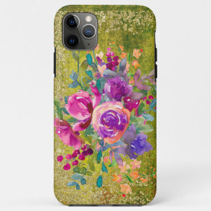 Case-Mate iPhone Case Bouquet de fleurs d'aquarelle sur vert rustique