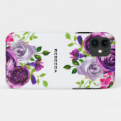 Coques Case-Mate iPhone Bouquet de fleurs de pivoines violettes (Dos (Horizontal))