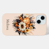Coques Case-Mate iPhone Bouquet de fleurs gris-jaune orange (Verso (horizontal))