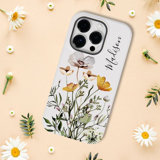 Coques Case-Mate iPhone Bouquet de fleurs sauvages séchées calligraphiées