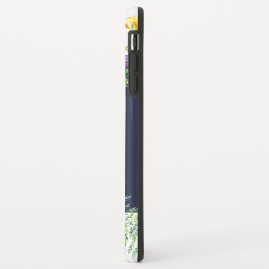 Coques Case-Mate iPhone Bouquet de fleurs tropicales frontière bleu arrièr (Dos/Gauche)