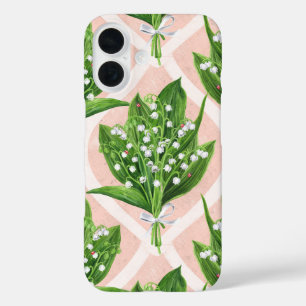 Coques iPhone 16 Bouquet de lys de la vallée fleurs sur rose