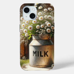 Coque Pour iPhone 15 Bouquet de marguerite dans une boîte de lait