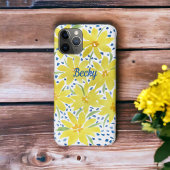 Coques Case-Mate iPhone Bouquet de marguerite jaune avec points bleus