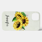 Coques Case-Mate iPhone Bouquet de tournesol jaune en aquarelle (Verso (horizontal))