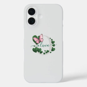 Coques iPhone 16 Bouquet Feuille en forme de coeur