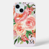 Coques Case-Mate iPhone Bouquet Floral Rose Pâle Monogramme Moderne (Verso)
