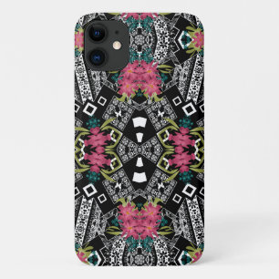 Case-Mate iPhone Case Bouquets de fleurs roses sur une géométrie