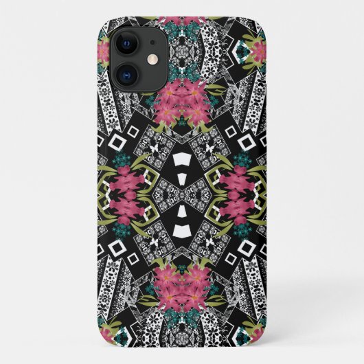 Coques Case-Mate iPhone Bouquets de fleurs roses sur une géométrie (Dos)