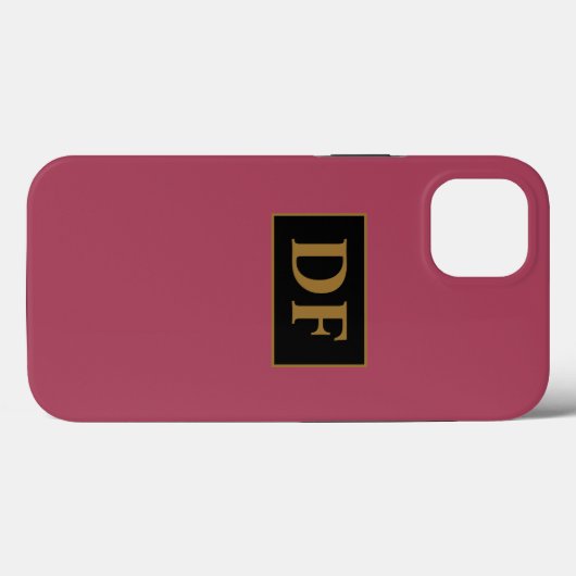 Coques Case-Mate iPhone Bourgogne Avec Initiales D'Or (Verso (horizontal))
