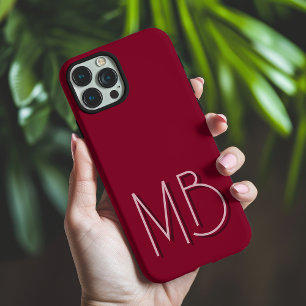 Coques iPhone 16 Pro Max Bourgogne ModerneInitiales Contemporaines Monogram