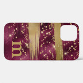 Coques Case-Mate iPhone Bourgogne Monogramme Script Pailleté Or (Verso (horizontal))