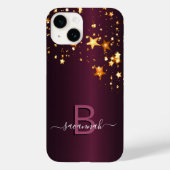 Coques Case-Mate iPhone Bourgogne or étoiles monogramme nom élégant (Verso)