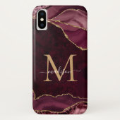Coques Case-Mate iPhone Bourgogne Rouge or Parties scintillant Agate Gemst (Dos)