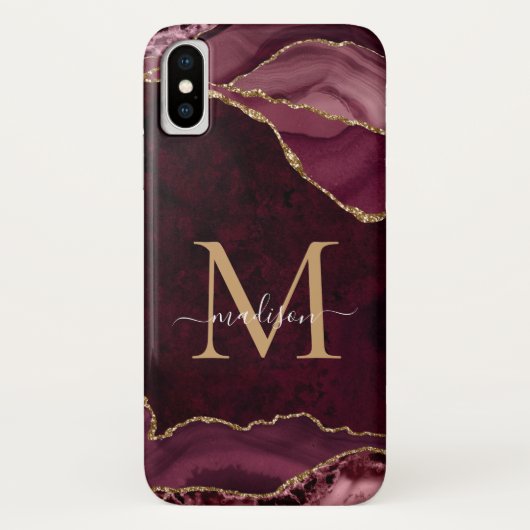 Coques Case-Mate iPhone Bourgogne Rouge or Parties scintillant Agate Gemst (Dos)