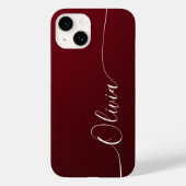 Coques Case-Mate iPhone Bourgogne Script Élégant de Calligraphie Nom (Verso)
