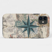 Coques Case-Mate iPhone Boussole sur une carte ancienne (Dos (Horizontal))