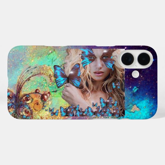 COQUES Case-Mate iPhone BOUTEILLE BLEUE AVEC MONOGRAMME VERT D'ÉPARKLES D' (Verso (horizontal))