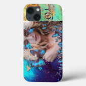 COQUES Case-Mate iPhone BOUTEILLE BLEUE AVEC MONOGRAMME VERT D'ÉPARKLES D' (Verso)